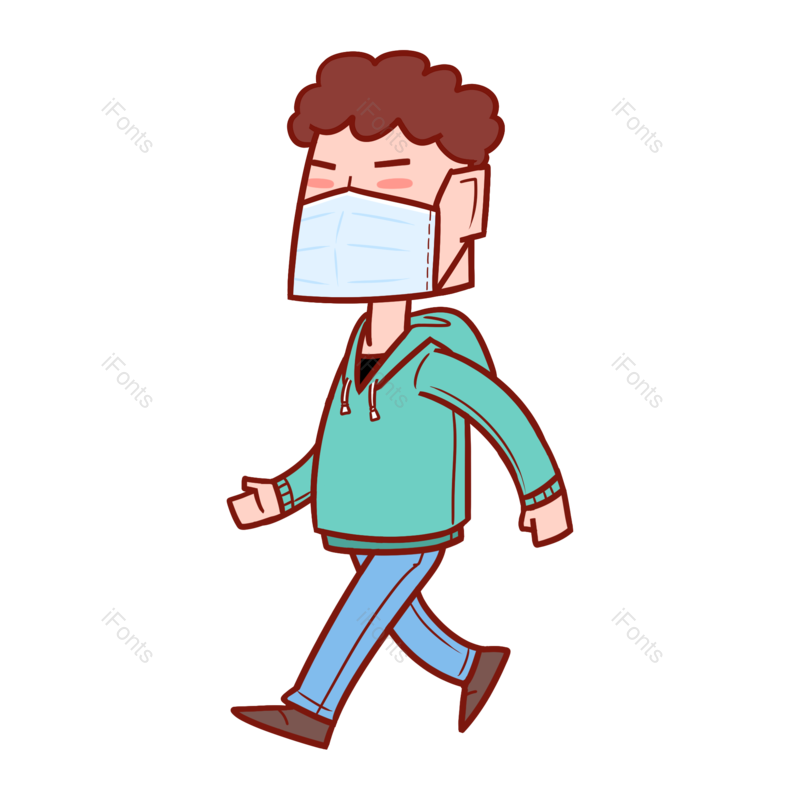 卡通图片,素材元素,人物PNG,戴口罩免抠素材